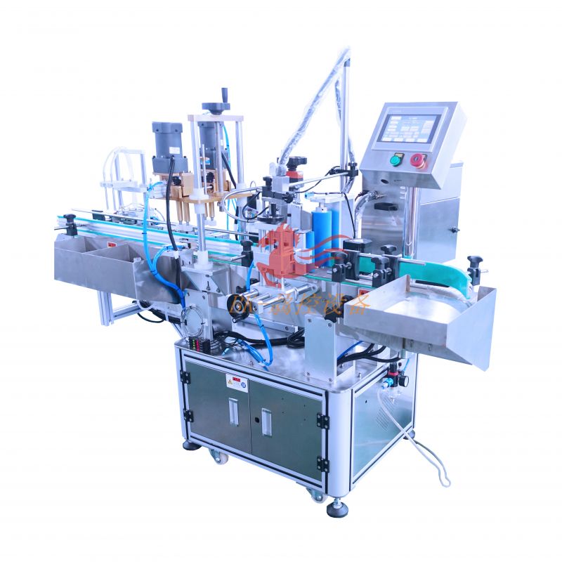 BK-GZ-Z600 双头磁力泵灌装旋盖+喷码贴标一体机